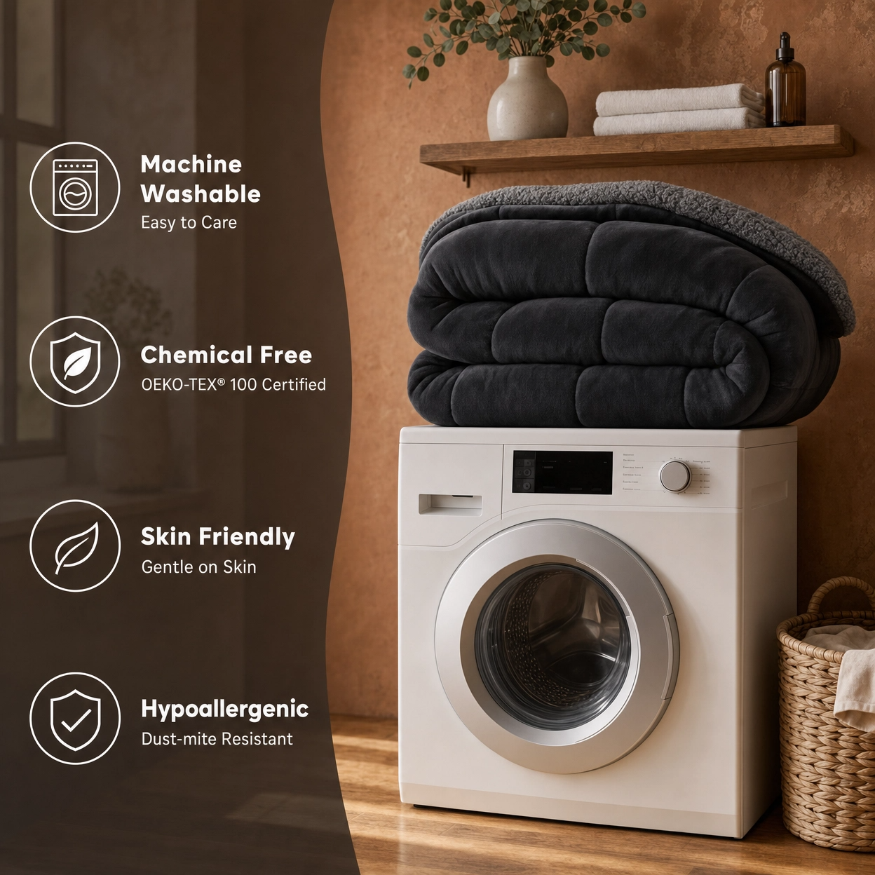 Charcoal Grey - Ember Sherpa Comforter