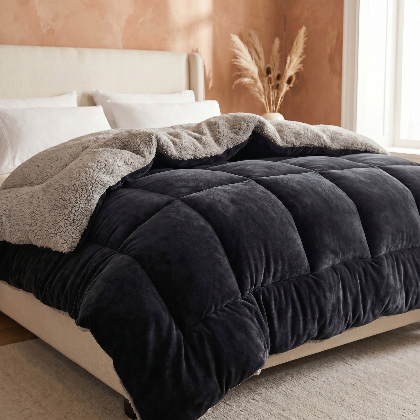 Charcoal Grey - Ember Sherpa Comforter