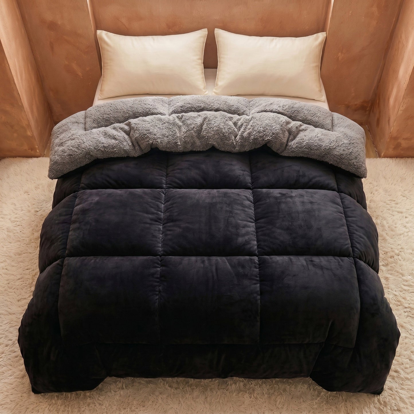 Charcoal Grey - Ember Sherpa Comforter