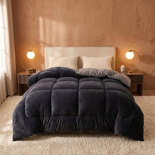 Charcoal Grey - Ember Sherpa Comforter