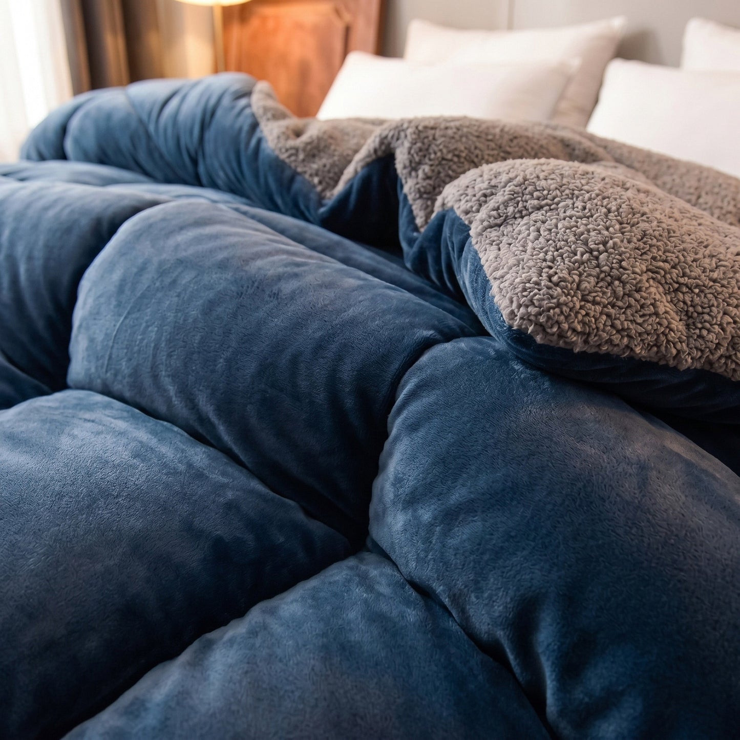 Midnight Blue - Ember Sherpa Comforter