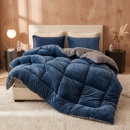 Midnight Blue - Ember Sherpa Comforter