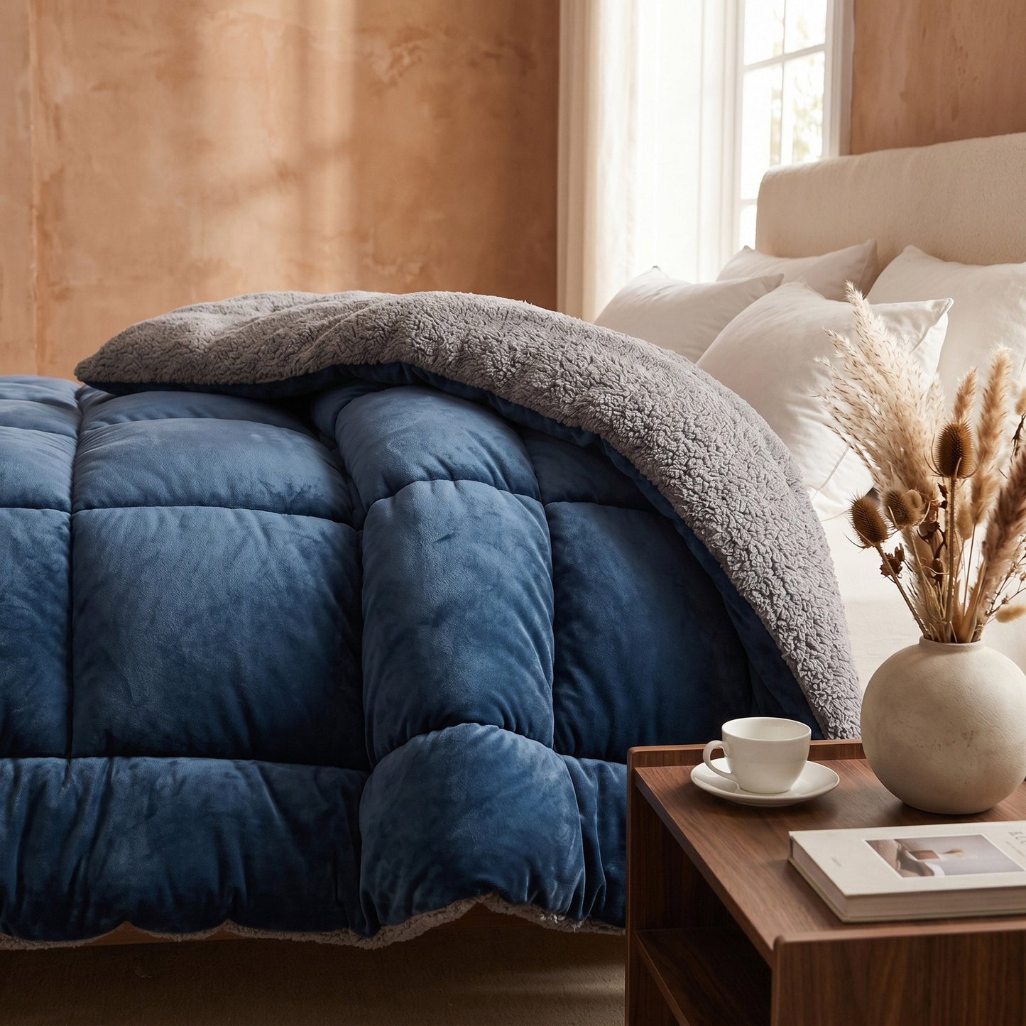 Midnight Blue - Ember Sherpa Comforter