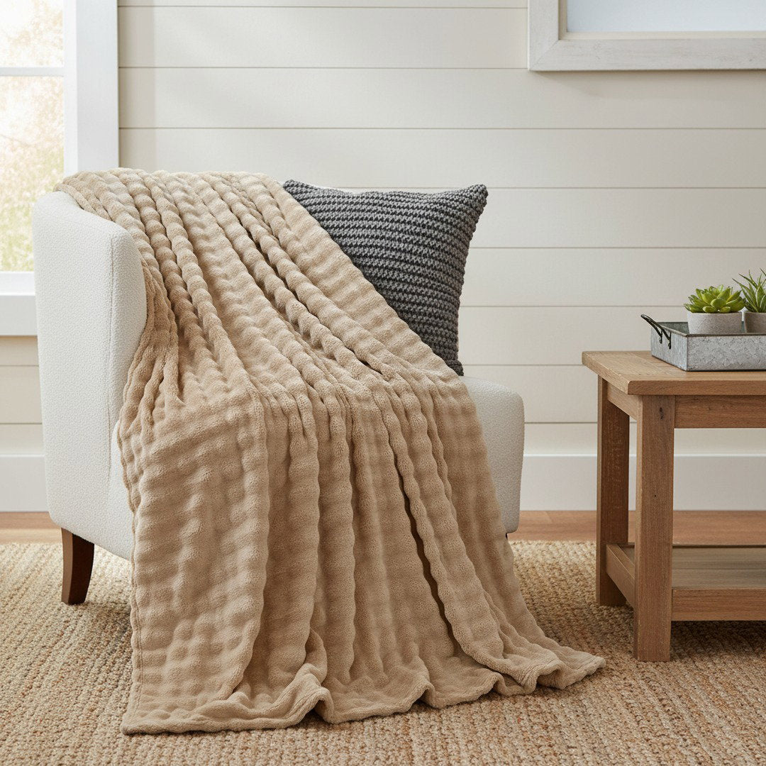 Desert Taupe - Snowgum Faux Fur Throw
