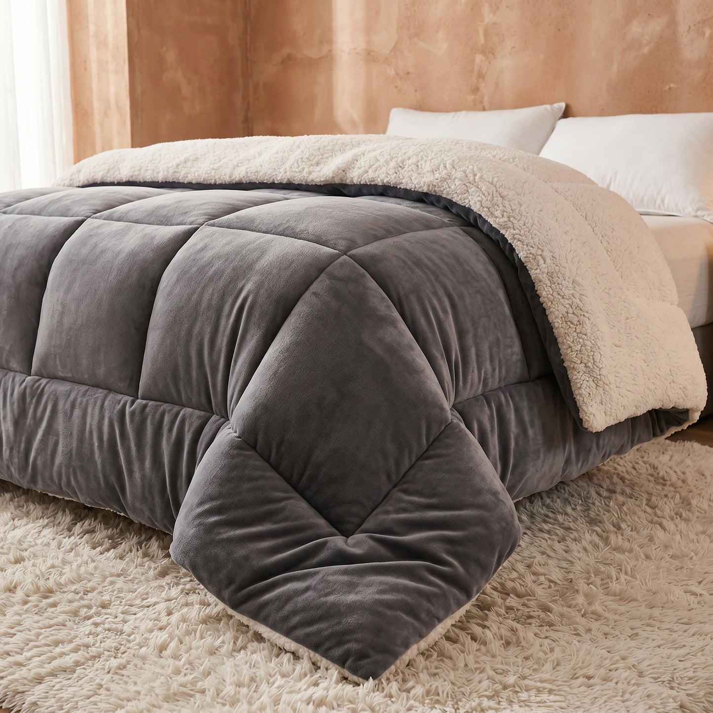 Frost Grey - Ember Sherpa Comforter