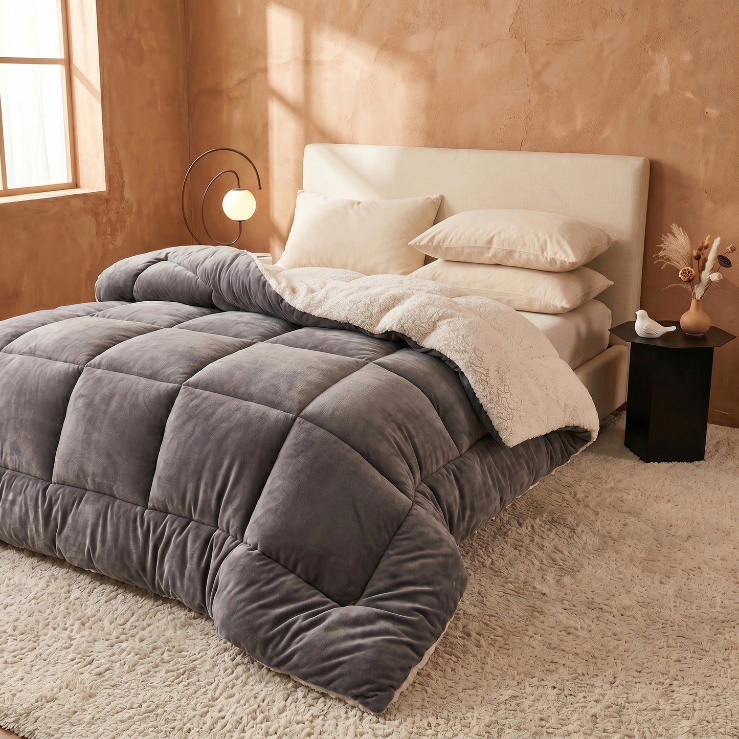 Frost Grey - Ember Sherpa Comforter