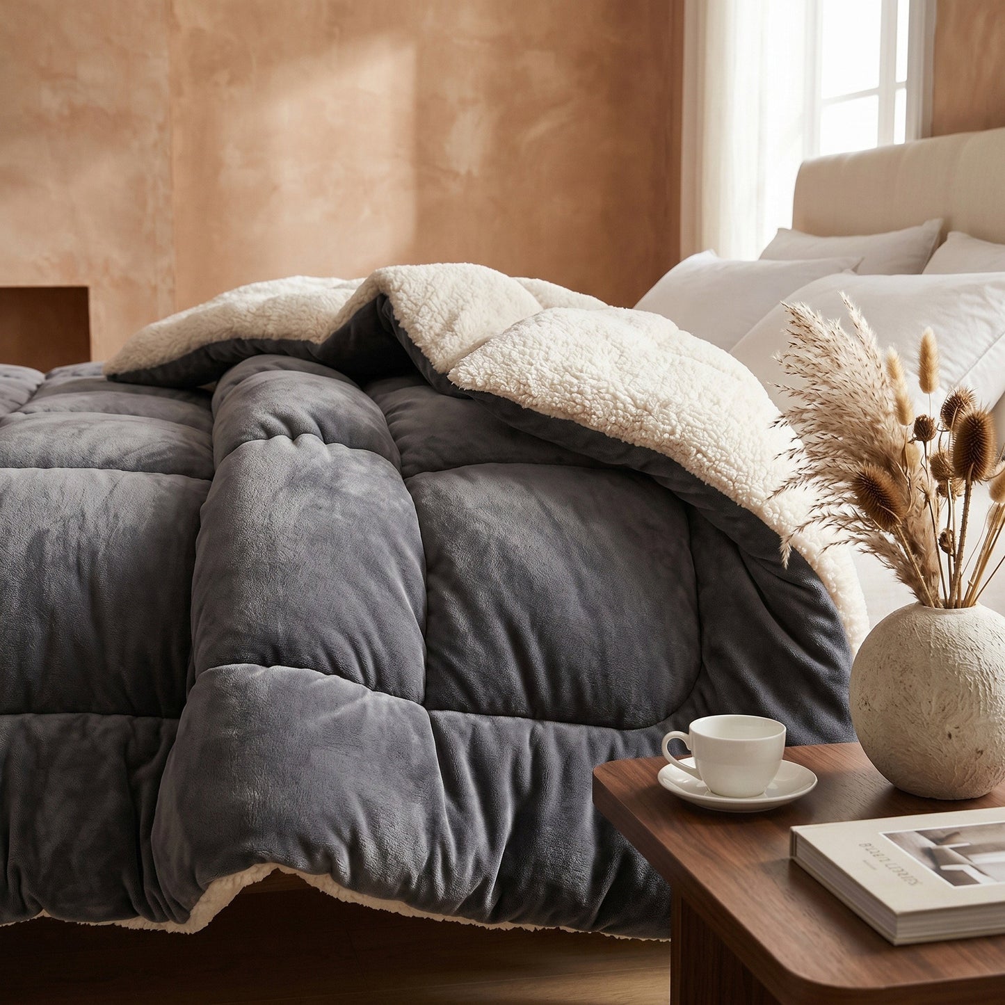 Frost Grey - Ember Sherpa Comforter