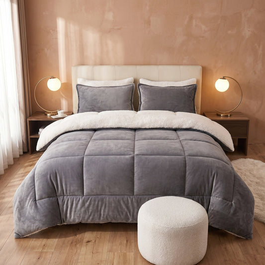 Frost Grey - Ember Sherpa Comforter