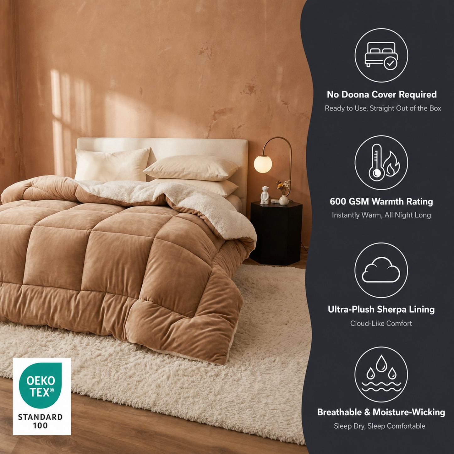 Desert Taupe - Ember Sherpa Comforter