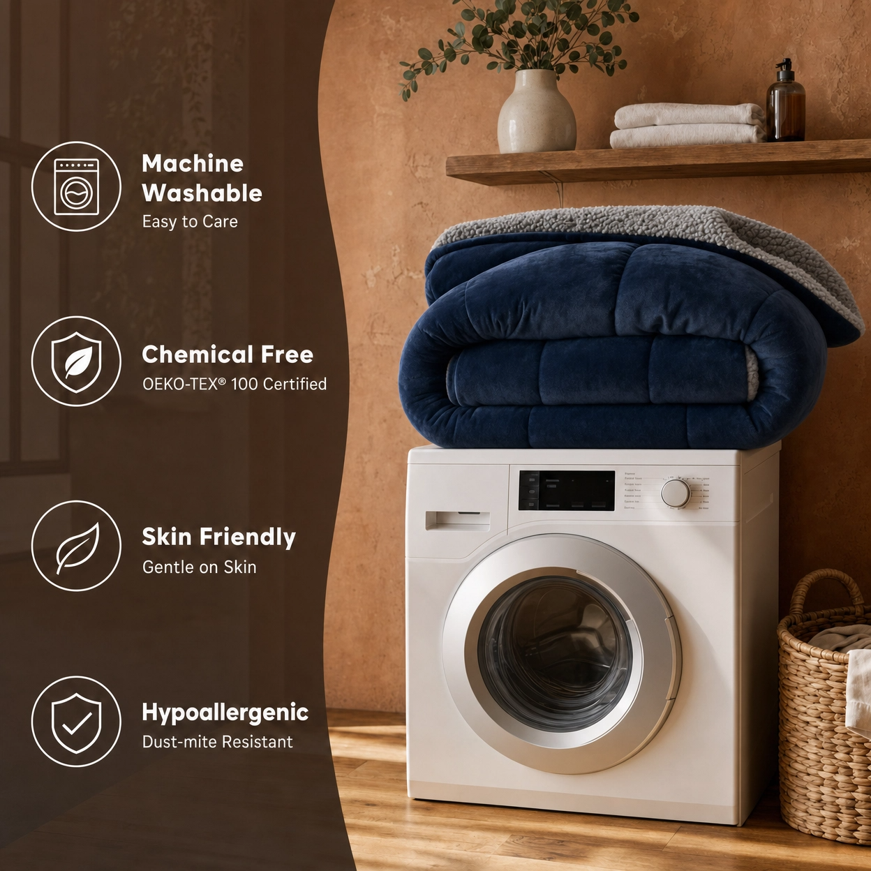 Midnight Blue - Ember Sherpa Comforter